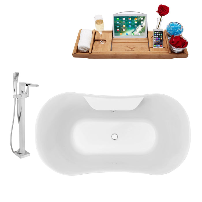 Tub, Faucet and Tray Set Streamline 60" Clawfoot NH100CH-CH-100