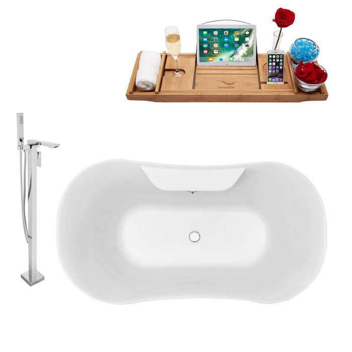 Tub, Faucet and Tray Set Streamline 60" Clawfoot NH100CH-CH-140