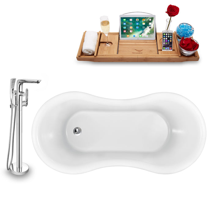 Tub, Faucet and Tray Set Streamline 62" Clawfoot NH1020BL-120