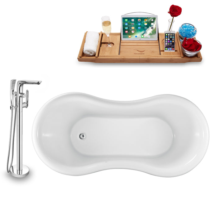 Tub, Faucet and Tray Set Streamline 62" Clawfoot NH1021BL-120