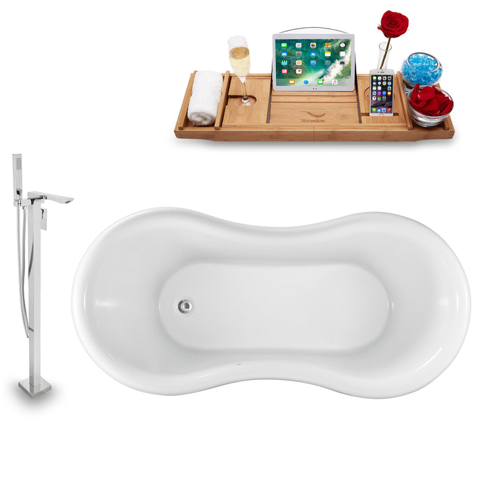 Tub, Faucet and Tray Set Streamline 62" Clawfoot NH1021BL-140