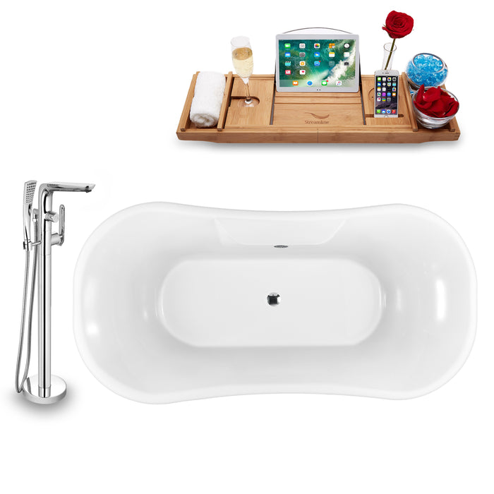 Tub, Faucet and Tray Set Streamline 68" Clawfoot NH103BL-CH-120