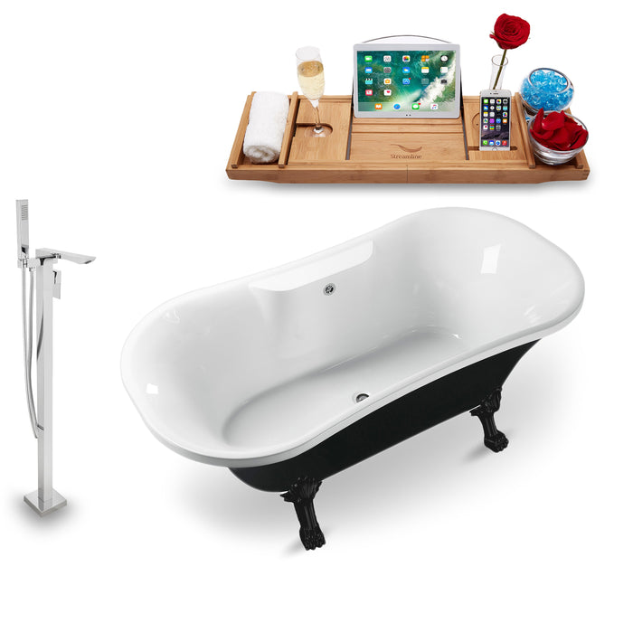Tub, Faucet and Tray Set Streamline 68" Clawfoot NH103BL-CH-140