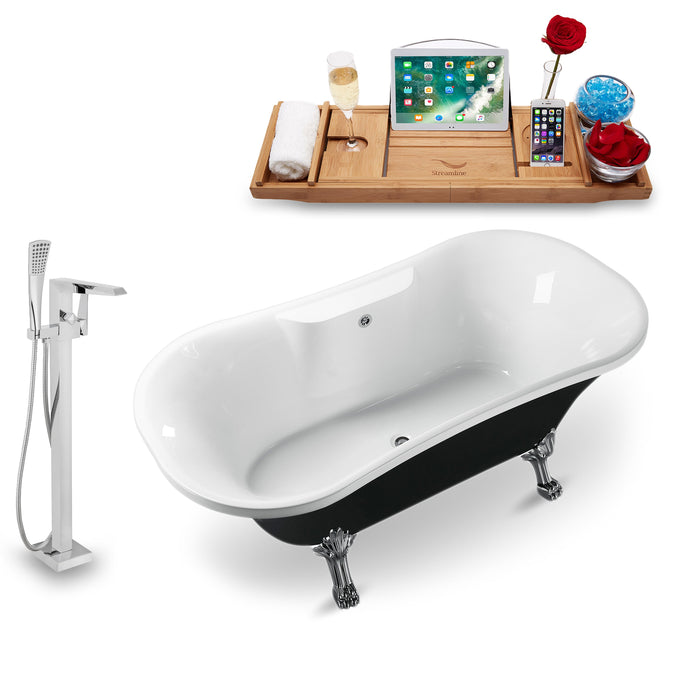 Tub, Faucet and Tray Set Streamline 68" Clawfoot NH103CH-CH-100