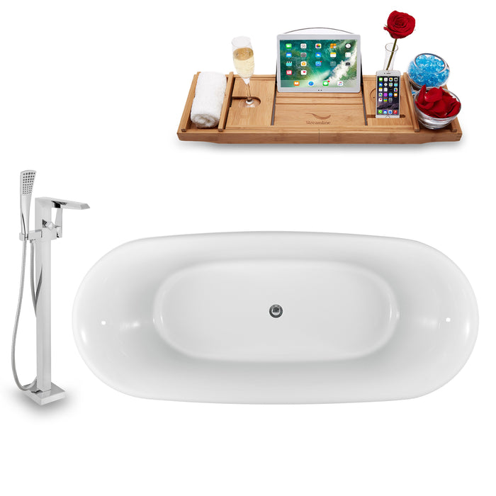 Tub, Faucet and Tray Set Streamline 59" Clawfoot NH1080CH-100