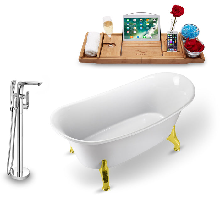 Tub, Faucet and Tray Set Streamline 67" Clawfoot NH1081GLD-120