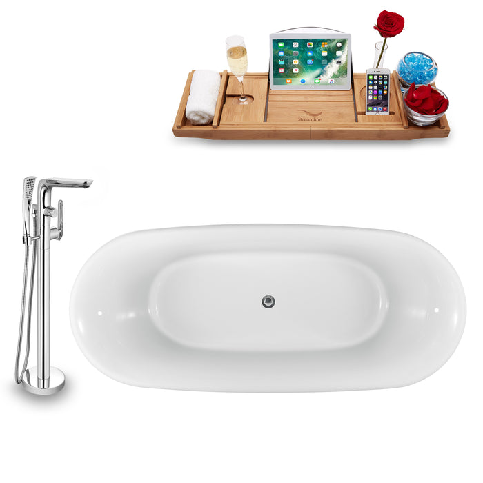 Tub, Faucet and Tray Set Streamline 67" Clawfoot NH1081GLD-120