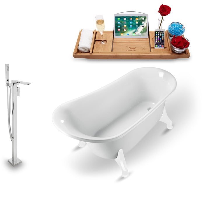 Tub, Faucet and Tray Set Streamline 59" Clawfoot NH1100WH-140