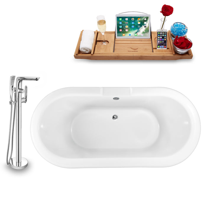 Tub, Faucet and Tray Set Streamline 59" Clawfoot NH1120CH-CH-120