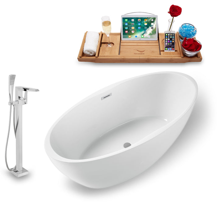 Tub, Faucet and Tray Set Streamline 59" Freestanding NH1301-100