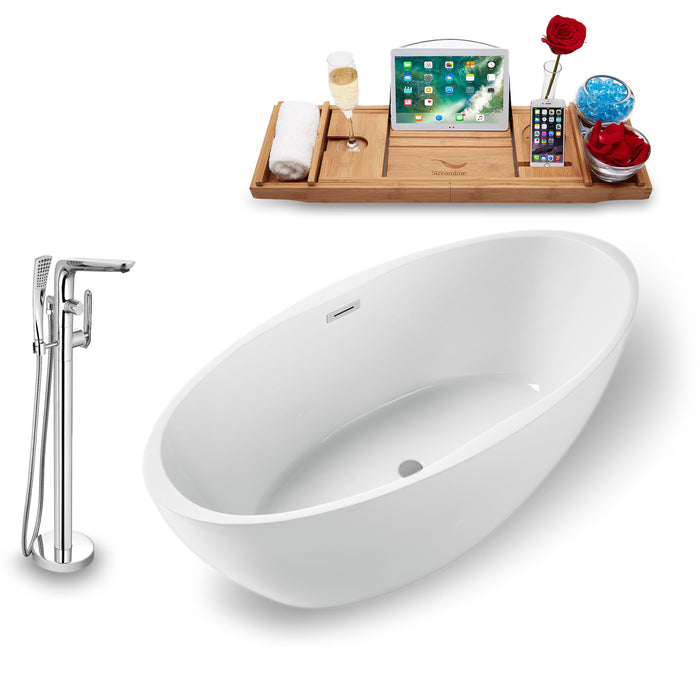 Tub, Faucet and Tray Set Streamline 59" Freestanding NH1301-120