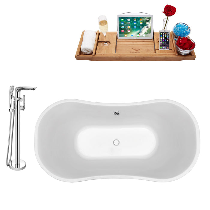 Tub, Faucet and Tray Set Streamline 60" Freestanding NH200CH-120