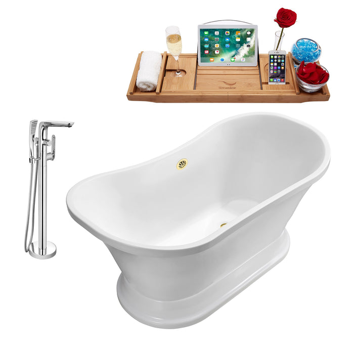 Tub, Faucet and Tray Set Streamline 60" Freestanding NH200GLD-120