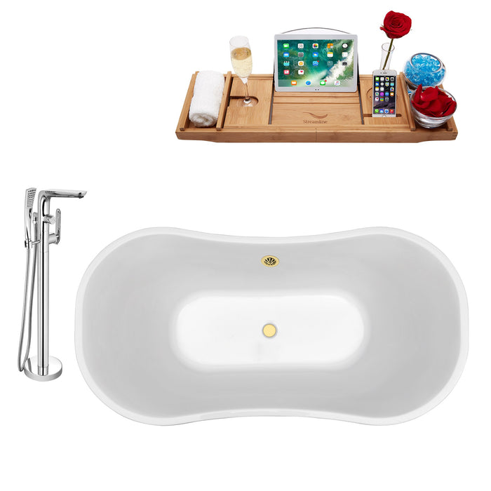 Tub, Faucet and Tray Set Streamline 60" Freestanding NH200GLD-120