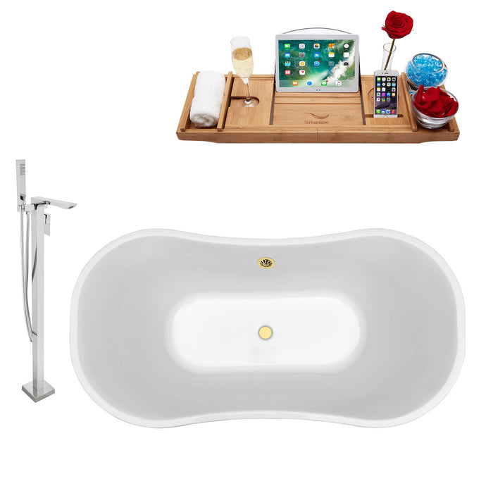 Tub, Faucet and Tray Set Streamline 60" Freestanding NH200GLD-140