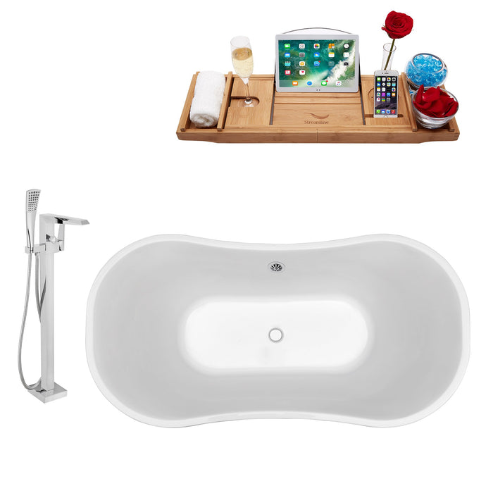 Tub, Faucet and Tray Set Streamline 68" Freestanding NH201CH-100