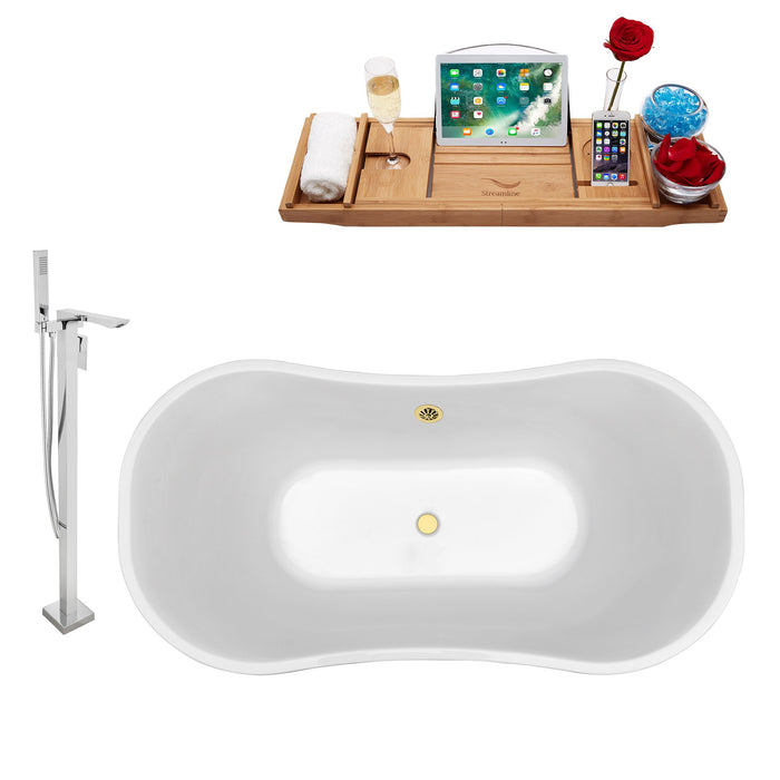 Tub, Faucet and Tray Set Streamline 68" Freestanding NH201GLD-140