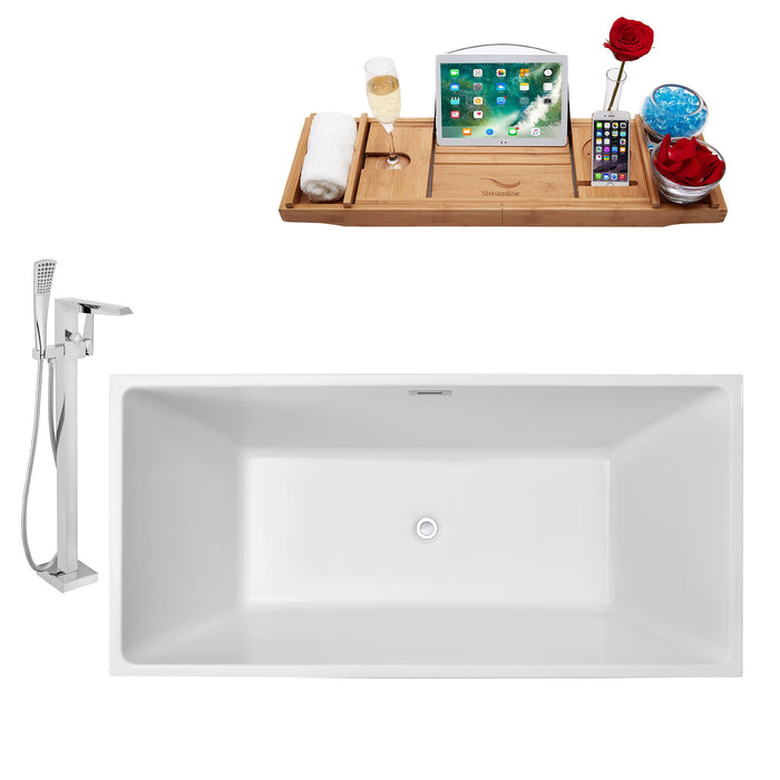 Tub, Faucet and Tray Set Streamline 58" Freestanding NH262-100