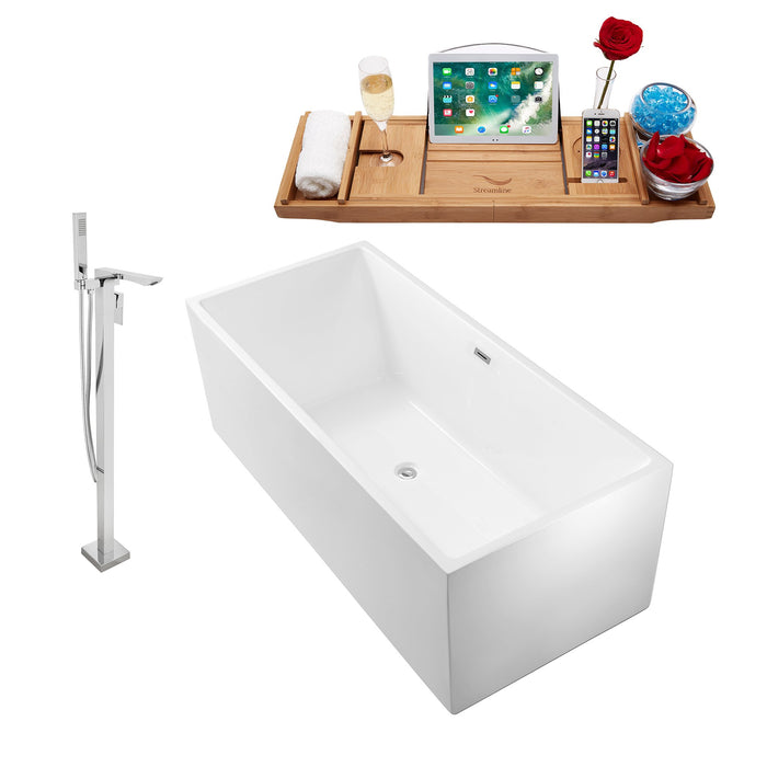 Tub, Faucet and Tray Set Streamline 58" Freestanding NH262-140