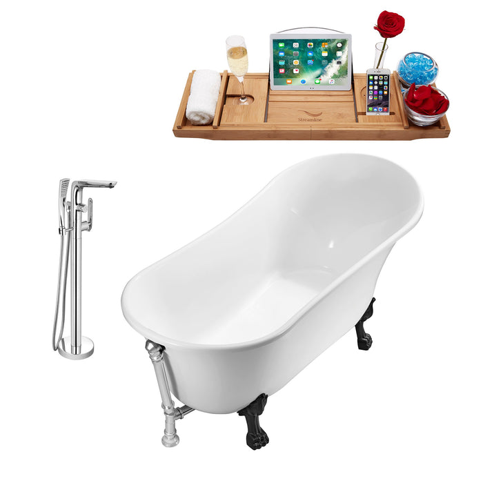 Tub, Faucet and Tray Set Streamline 67" Clawfoot NH340BL-CH-120