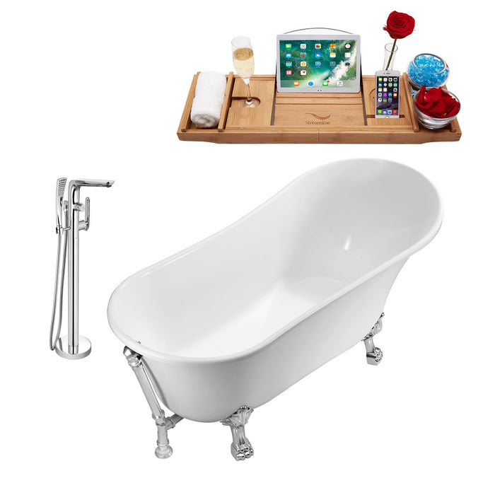 Tub, Faucet and Tray Set Streamline 67" Clawfoot NH340CH-CH-120
