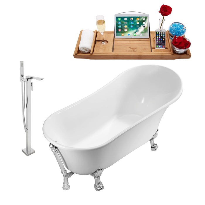Tub, Faucet and Tray Set Streamline 67" Clawfoot NH340CH-CH-140