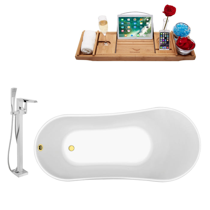 Tub, Faucet and Tray Set Streamline 67" Clawfoot NH340GLD-GLD-100