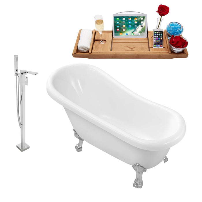 Tub, Faucet and Tray Set Streamline 61" Clawfoot NH480CH-140
