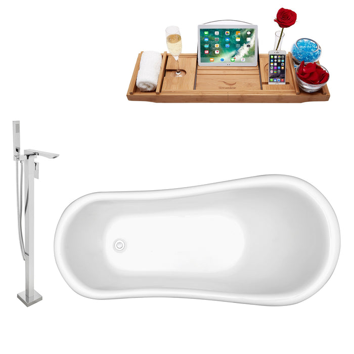 Tub, Faucet and Tray Set Streamline 61" Clawfoot NH480GLD-140