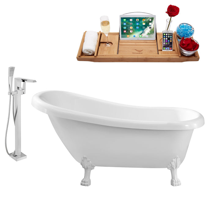 Tub, Faucet and Tray Set Streamline 61" Clawfoot NH480WH-100