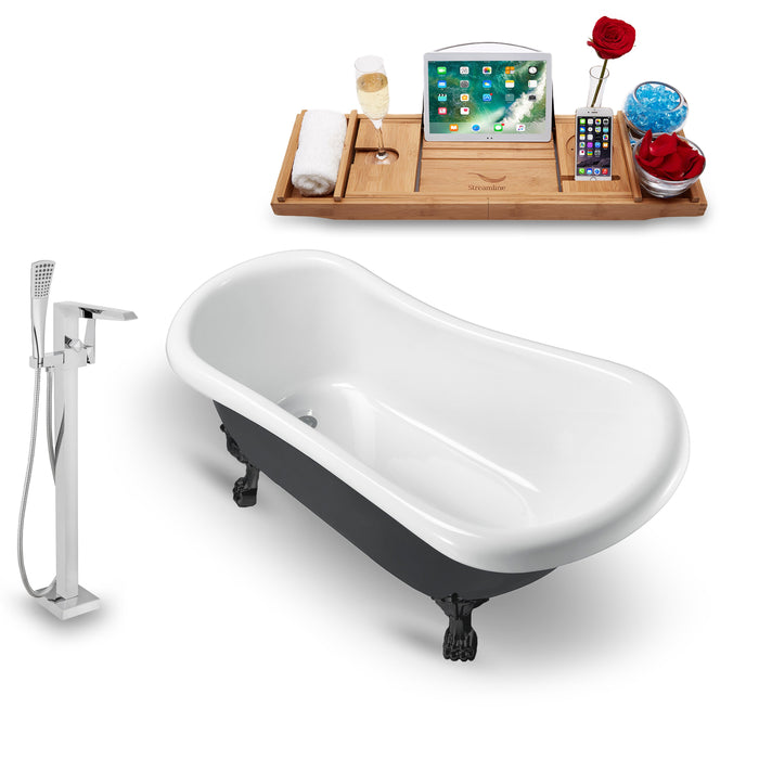 Tub, Faucet and Tray Set Streamline 61" Clawfoot NH481BL-100