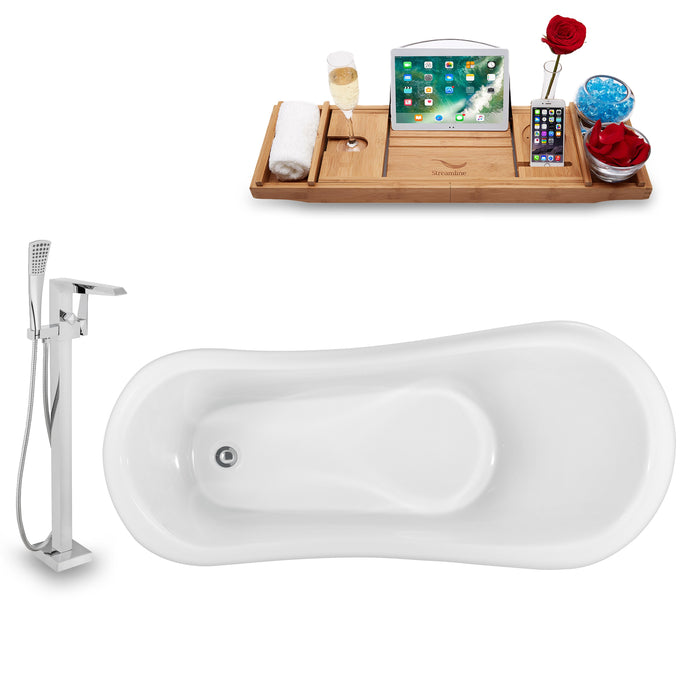 Tub, Faucet and Tray Set Streamline 61" Clawfoot NH481CH-100