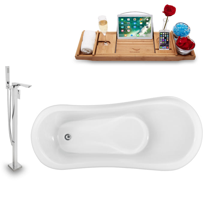 Tub, Faucet and Tray Set Streamline 61" Clawfoot NH481CH-140