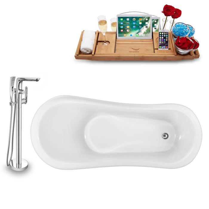 Tub, Faucet and Tray Set Streamline 61" Clawfoot NH482CH-120