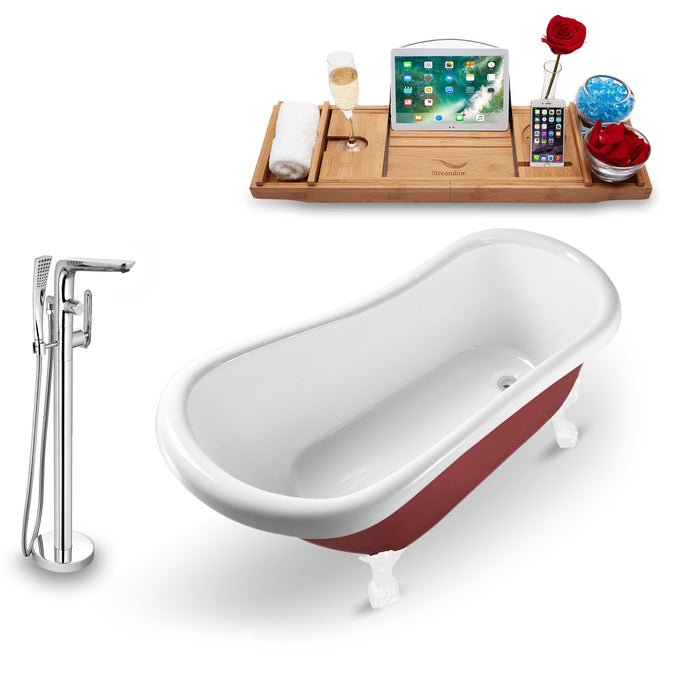 Tub, Faucet and Tray Set Streamline 61" Clawfoot NH482WH-120