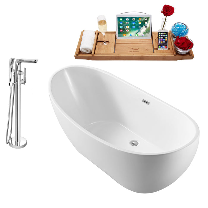 Tub, Faucet and Tray Set Streamline 62" Freestanding NH580-120