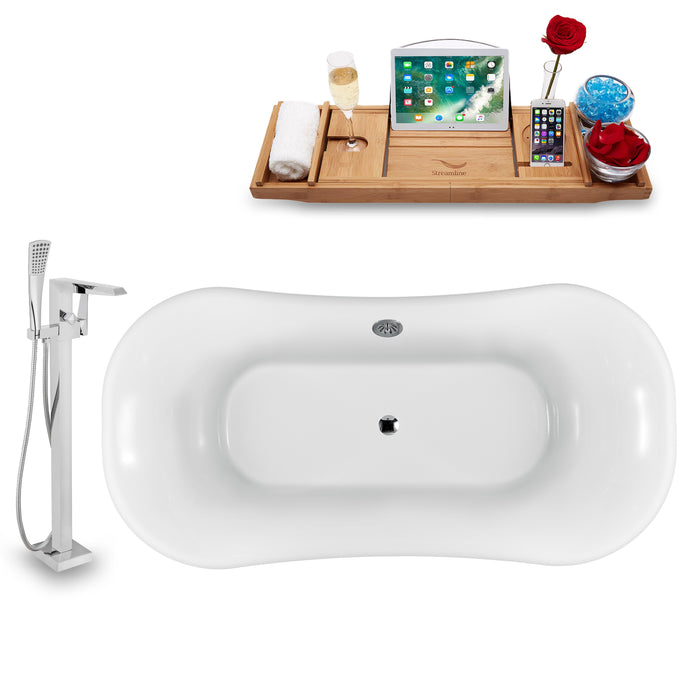 Tub, Faucet and Tray Set Streamline 68" Clawfoot NH861CH-CH-100