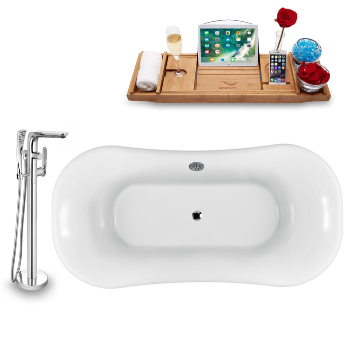 Tub, Faucet and Tray Set Streamline 68" Clawfoot NH861WH-CH-120