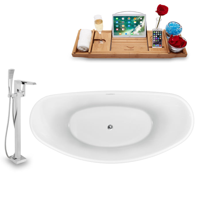 Tub, Faucet and Tray Set Streamline 75" Freestanding NH940-100