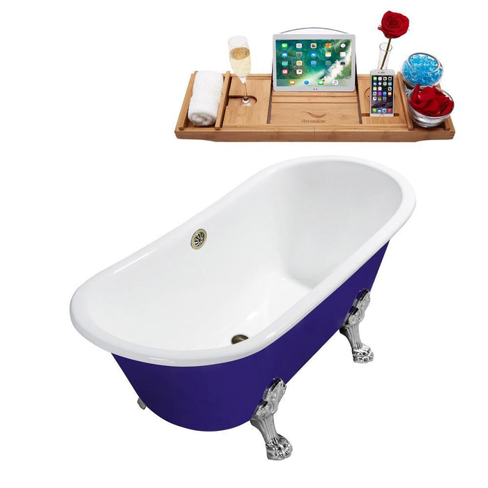 67" Cast Iron R5060CH-BNK Soaking Clawfoot Tub and Tray with External Drain