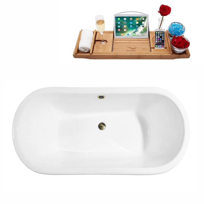 67" Cast Iron R5060CH-BNK Soaking Clawfoot Tub and Tray with External Drain