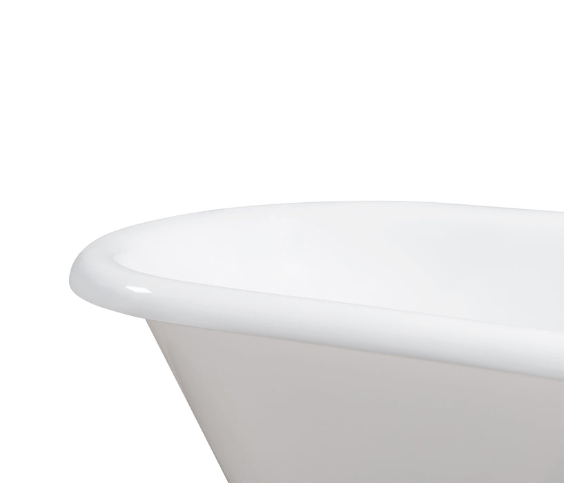 66" Cast Iron R5100CH-CH Soaking Clawfoot Tub and Tray with External Drain