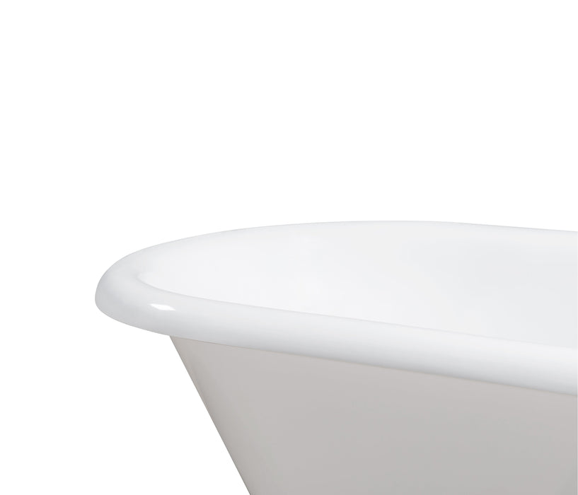 48" Cast Iron R5101CH-CH Soaking Clawfoot Tub and Tray with External Drain