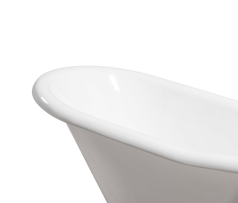60" Cast Iron R5120GLD-GLD Soaking Clawfoot Tub and Tray with External Drain
