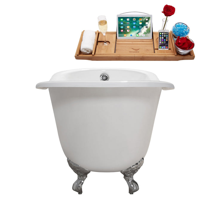 67" Cast Iron R5220CH-CH Soaking Clawfoot Tub and Tray with External Drain