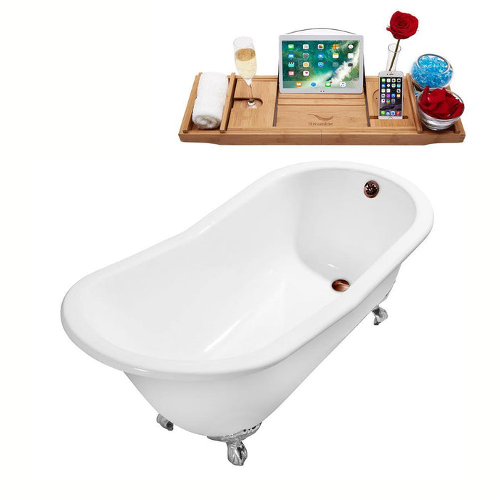 67" Cast Iron R5220CH-ORB Soaking Clawfoot Tub and Tray with External Drain