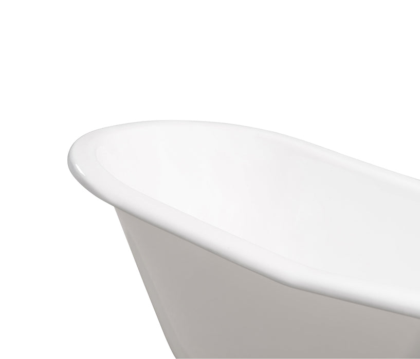 61" Cast Iron R5221WH-GLD Soaking Clawfoot Tub and Tray with External Drain