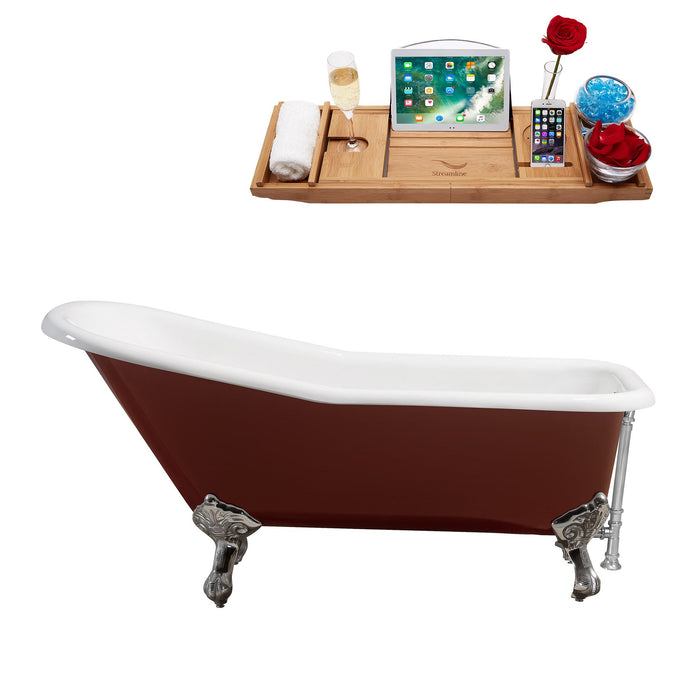 66" Cast Iron R5280CH-CH Soaking Clawfoot Tub and Tray with External Drain