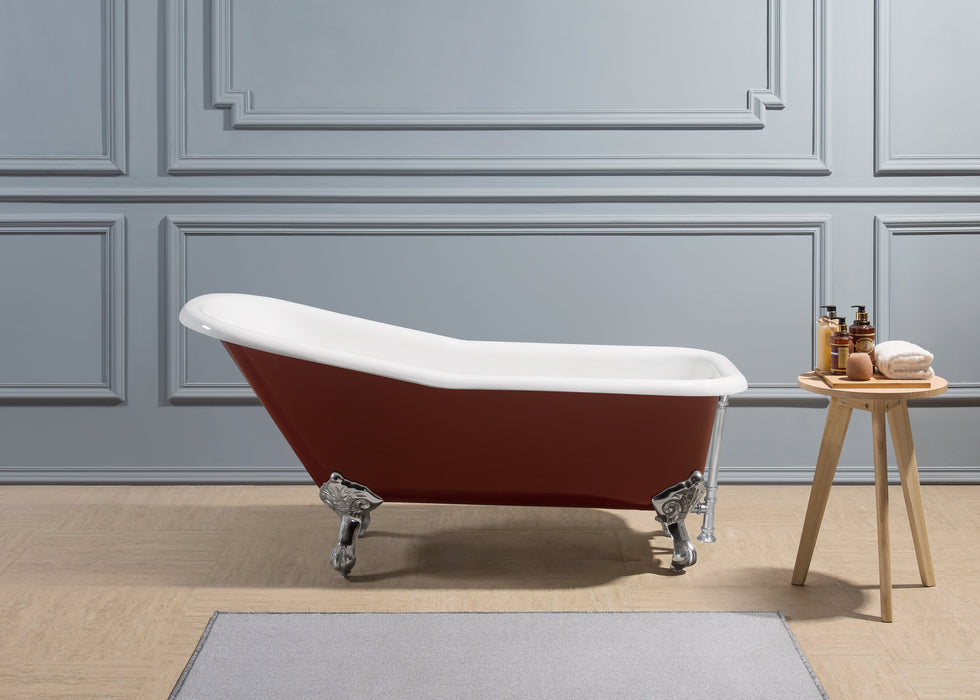 66" Cast Iron R5280CH-CH Soaking Clawfoot Tub and Tray with External Drain