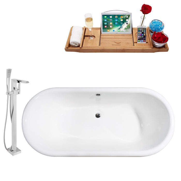 Cast Iron Tub, Faucet and Tray Set 69" RH5001CH-CH-100